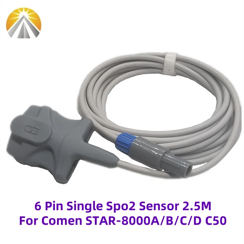 6 Pin Single Slot SPO2 Sensor Reusable For Comen STAR-8000A/B/C/D/H STAR-5000B/C C50 2.5 Meter SAO2 Heart Rate Probe Multi Uses