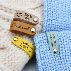 Labels For Rivets, 0.75x2.3 Inches - Crochet Tags, Genuine Leather , Leather Tags , Custom Fold Labels, Laser Engraved, D513