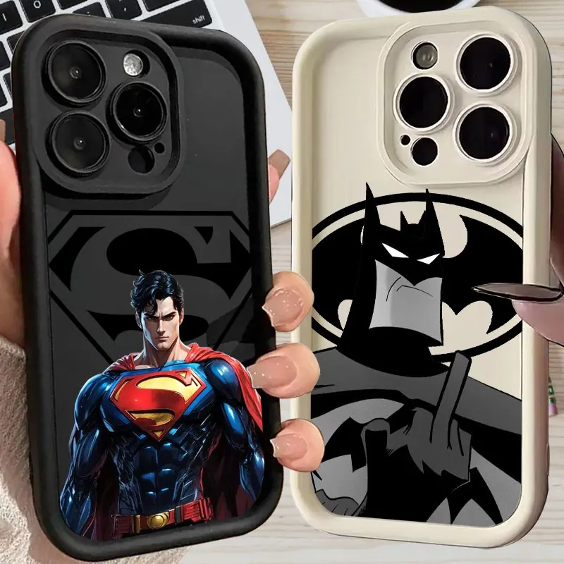 

Bat-Supers-Man Marvel Silicone Case For Apple iPhone 17E 15 16 14 13 12 11 17 Pro Max 17 Air 16 Plus 16E Phone Protective Cover