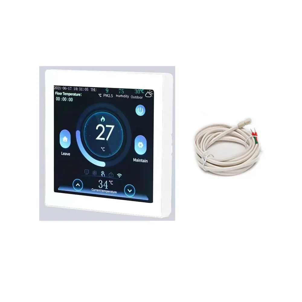 Heating Thermostat with Color Display for Gas Boilers Featuring Multi Language Options and Low Power Consumption Settings