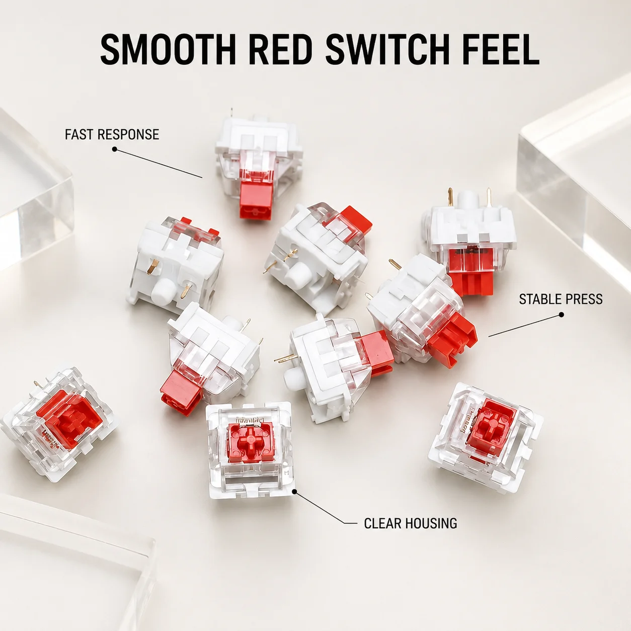 Mechanical Keyboard Switches, Dust-Resistant Clear Housing, 3-Pin MX-Style Cross Stem Replacement Switches, Red Blue Brown Black image 5
