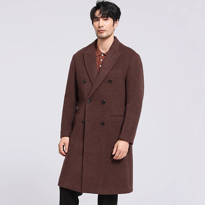 Двубортное кашемировое пальто для джентльменов с пуховым жилетом и подкладкой, шерстяное пальто, толстый теплый мягкий наряд, зимняя мужская одежда