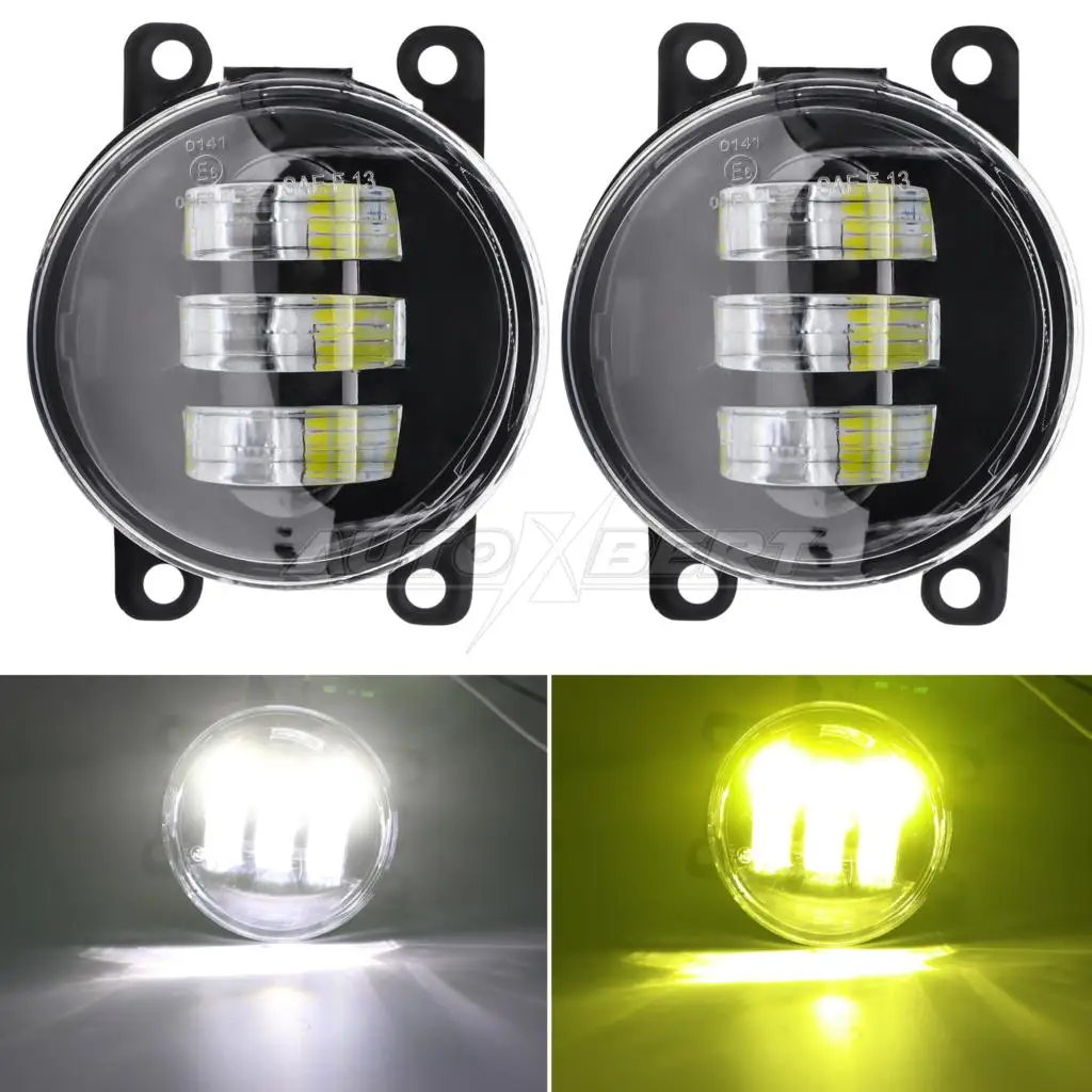 White &Yellow Dual Color LED Fog Light Bumper Fog Lamp Assembly For Suzuki Grand Vitara Alto Swift Ignis Jimny Splash SX4 Baleno