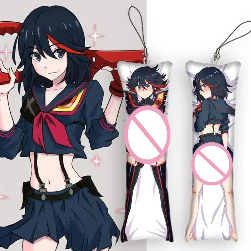 

Fashion4x12cm Matoi Ryuuko Mini Pendant Dakimakura Keychain Double Sided Cartoon Anime Body Pillow Key Chains Cute Gifts