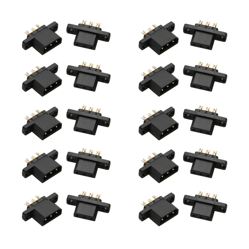 10Pairs Three Pole 5A Charging Connector JY3P Male Female Plug Brass Gold Plating Terminal for RC Airplane Power Connect Adapter