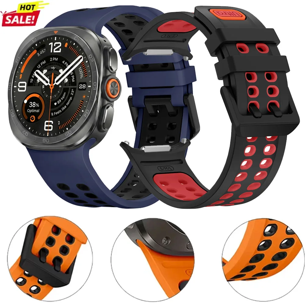 Silicone Strap for Samsung Galaxy Watch Ultra 2/1 47mm Two-color Sport Wristband for Galaxy Ultra 2025 Comfortable Bracelet Belt