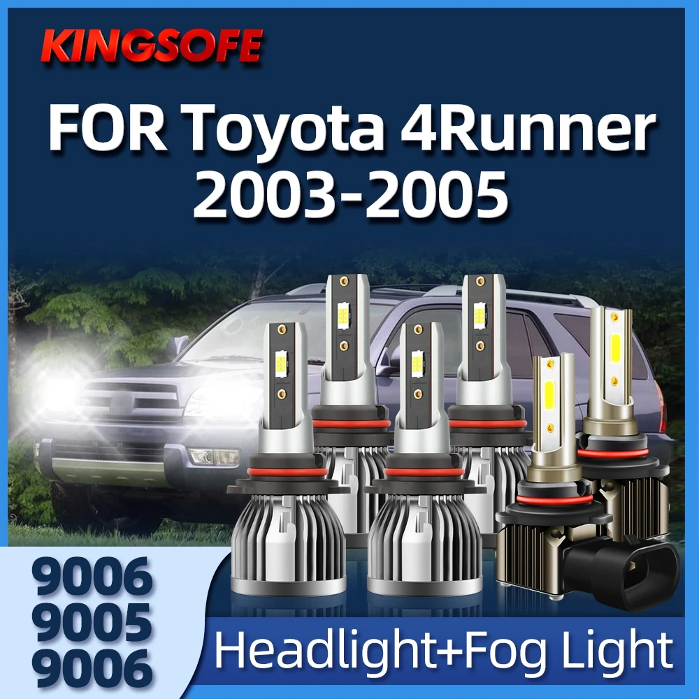 

KINGSOFE 2/6Pcs LED Headlights 26000LM 6000K 9005 9006 HB3 HB4 Auto Lights For Toyota 4Runner 2003 2004 2005