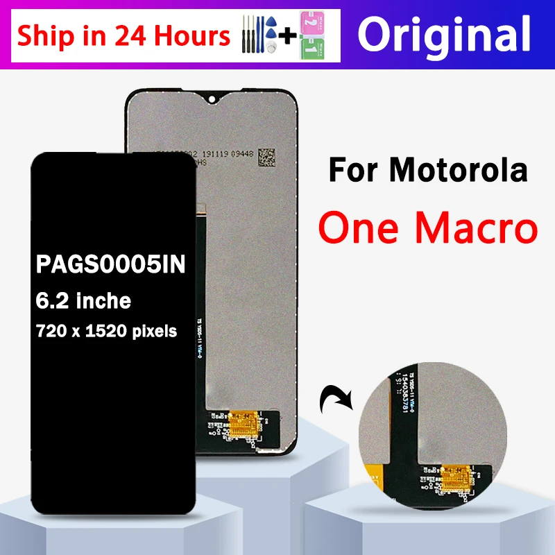 

6.2“Original For Motorola One Macro xt2016-2 xt2016-1 LCD Display Touch Screen Digitizer Assembly OneMacro PAGS0005IN Display