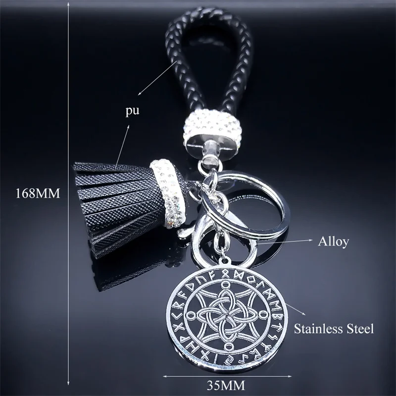 Fotografia 7: Viking bruxa nó porta-chaves do carro titular de aço inoxidável nodic rune proteger chaveiro saco pingente acessórios presente wicca jóias