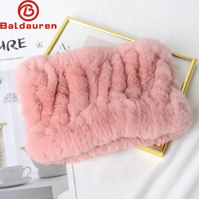 

Rex Rabbit Fur Ring Scarves Warm Soft Women Genuine Rex Rabbit Fur Headbands Scarf Handmade Knitted Real Rex Rabbit Fur Scarfs