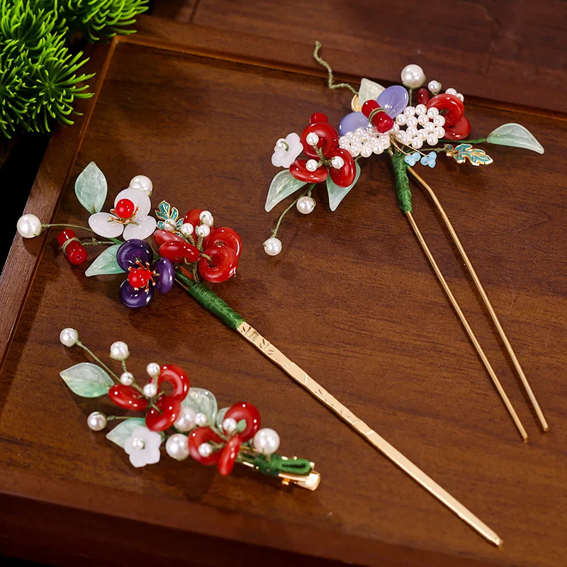 

Роскошная заколка для волос, китайская палочка для волос, металлическая заколка для волос, вилка, цветок, пучок для волос, ювелирные изделия, винтажные аксессуары для волос ханьфу, диадемы, подарки