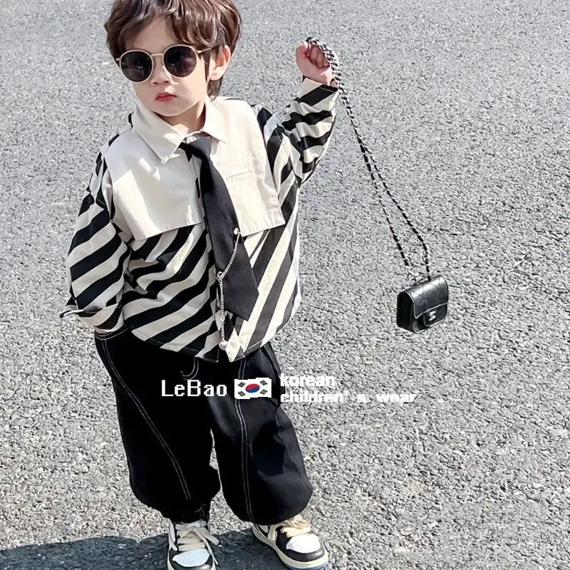 3/2 PCS Fashion set Spring Autumn Boy Clothing set Casual vest+ Striped shirt + Pant Kid Children baby toddler clothes 2-8 yrs