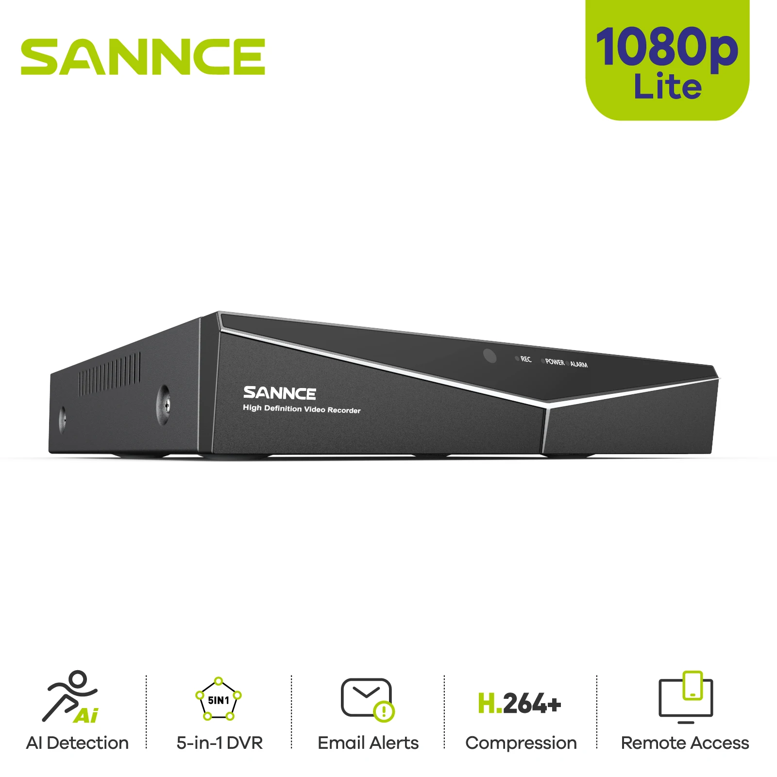 SANNCE 8CH 5IN1 1080N CCTV DVR Digital Video Recorder Home Security Surveillance System 1080P Lite HD H.264+ P2P Remote Access