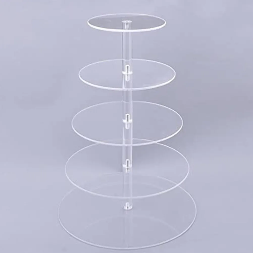 

Элегантная 5-ярусная акриловая подставка для торта, сверхпрочная многоярусная витрина для десертов, для вечеринок, кексов, макарон, суши, 1 шт.
