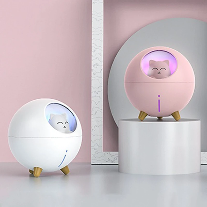 USB صغير المرطب الناشر مبيد لطيف كوكب القط الهواء المرطب بالموجات فوق الصوتية مع ضوء LED لون رومانسي