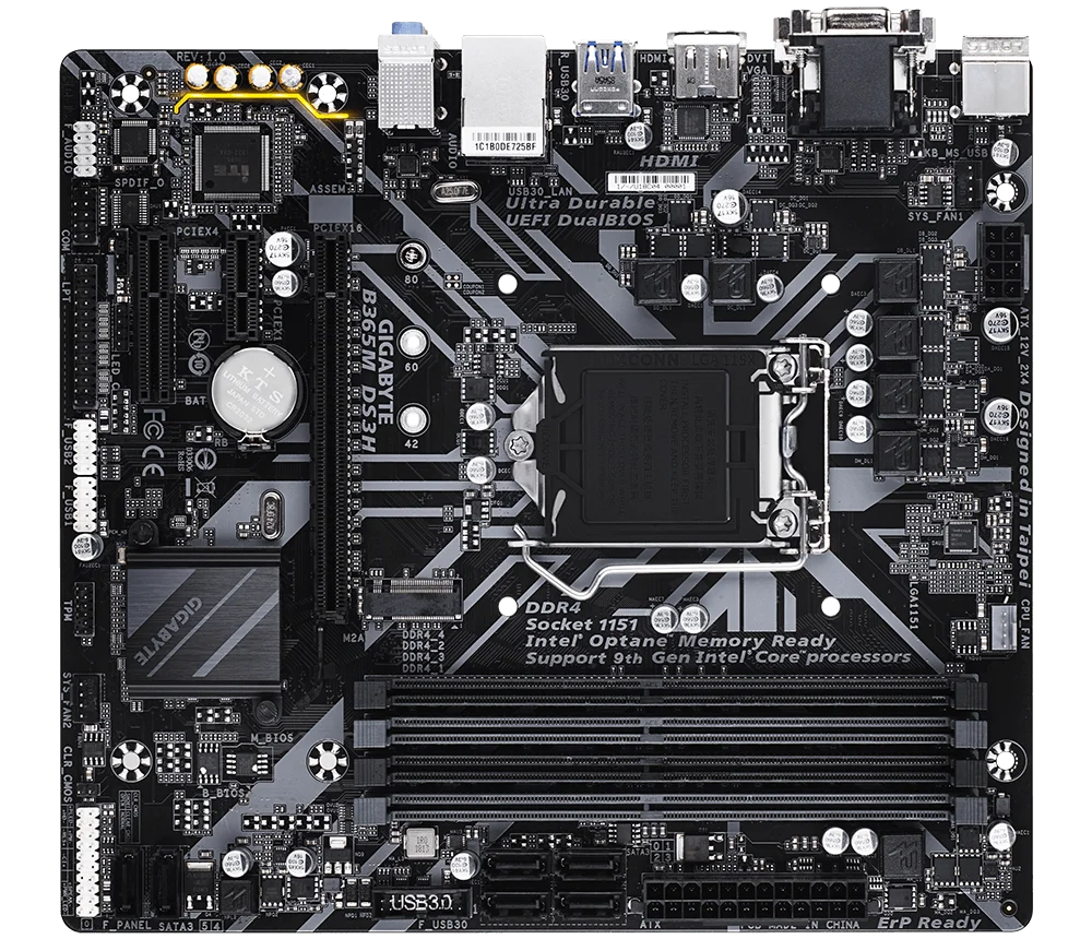 Imagem -02 - Nova Gigabyte B365m Ds3h Gaming Motherboard Suporta Processadores de 9ª e 8ª Geração com Soquete B365 Chipconjunto Lga 1151