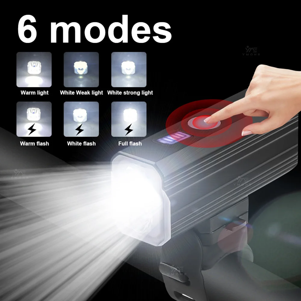 ไฟจักรยาน LED 6 โหมด ชาร์จซ้ำได้ พร้อมรีโมทไร้สาย เซ็นเซอร์ควบคุม ไฟส่องสว่างกลางแจ้ง กันน้ำ อุปกรณ์เสริมสำหรับจักรยานยนต์
