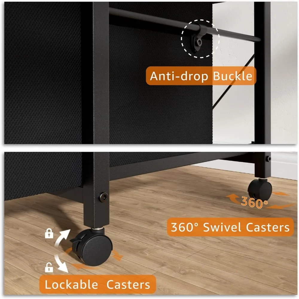 Pequenos armários de arquivo para Home Office, arquivamento do armário organizador, rolando sob a mesa, suporte de impressora móvel, preto, 3 gavetas