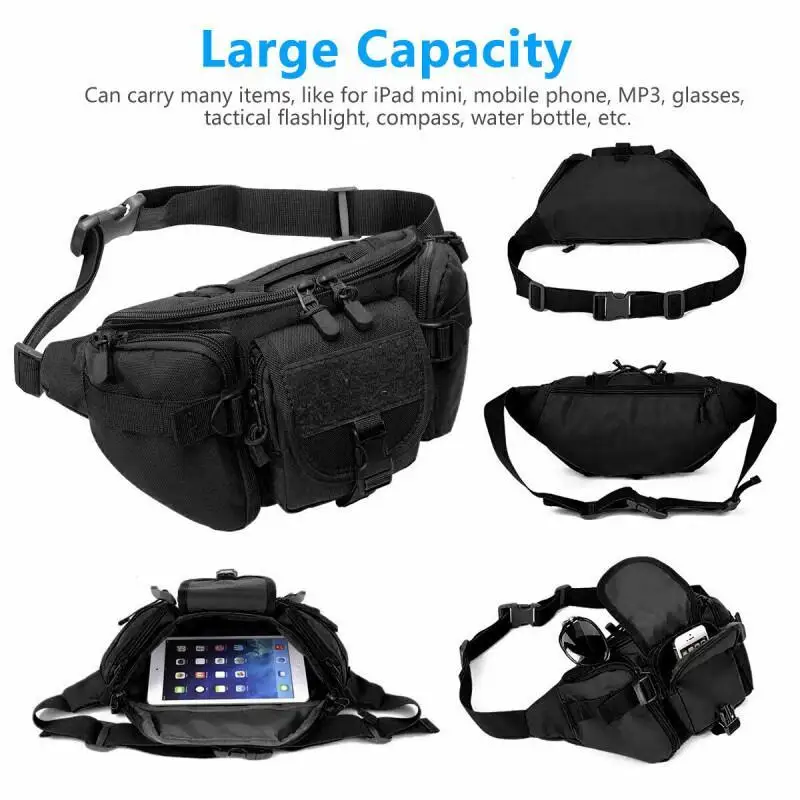 Men\'s Waist Bag Casual Large Bags Travel Outdoor Camping Utility Tactical Waist Fanny Packs Large Belt Pouch Crossbody Bags