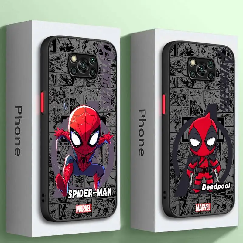 Funda de Marvel para Xiaomi, carcasa de Deadpool, Spiderman, Poco X3, NFC, 11T Pro, 11 Lite, 5G, 10T, 9T, 12T, 13, 14, X4, X5, F3, M5, C40