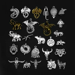 5/10pcs/lot Antique Zoo Dinosaur Dragon Hedgehog Bear Monkey Charms Animals Pendant For Diy Jewelry Making Supplies Accessories