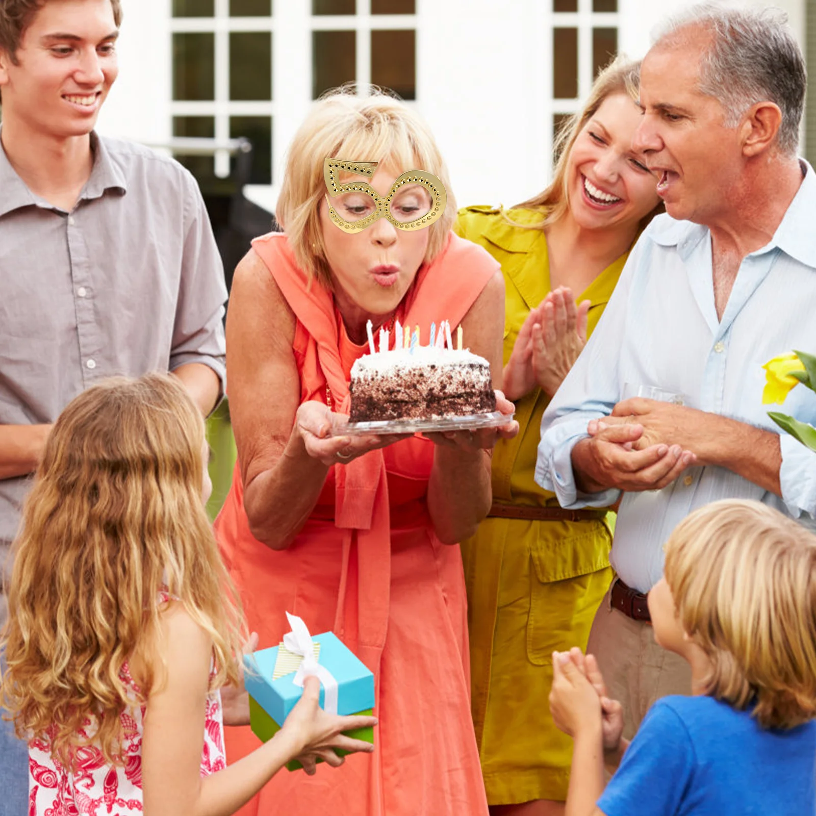 

6Pcs 50th Birthday Glasses Metallic Party Photo Booth Props Gold 50th Birthday Celebration Eyewear Fun Bling Accessory