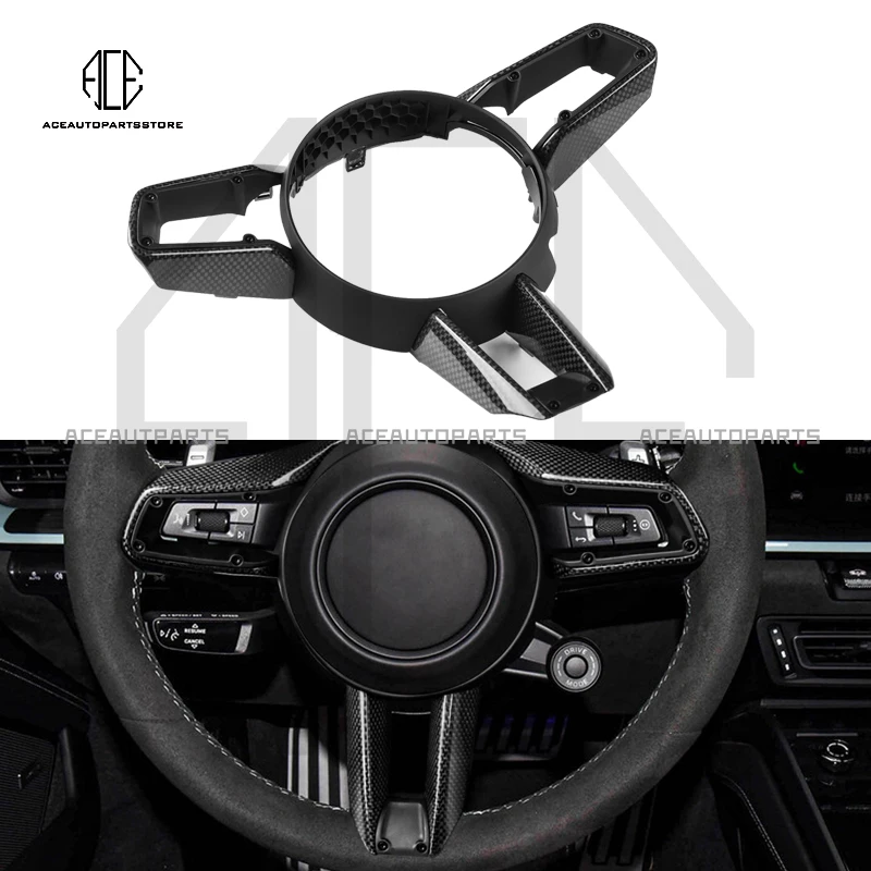 Dry Carbon Fiber Car Steering Wheel Shell Frame Cover Interior For Porsche 911 992 Taycan Panamera 971.2 2020+