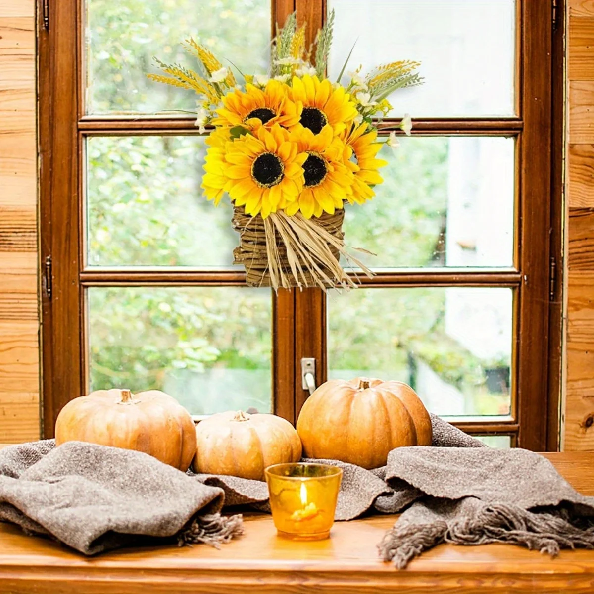 

Осенние венки для входной двери, дверная вешалка с подсолнухом, корзина, венок, летние весенние венки для украшения дома, свадебный декор