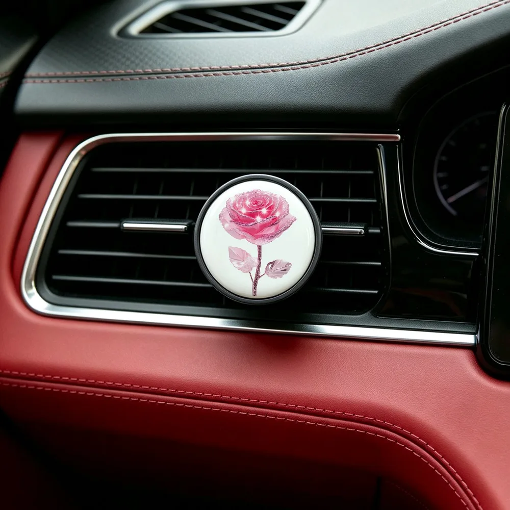 Romantic Rose Car Vent Decor Clip Elegant Delicate Auto Interior Ornament Lovely Car Accessory Perfect Gift for Ladies