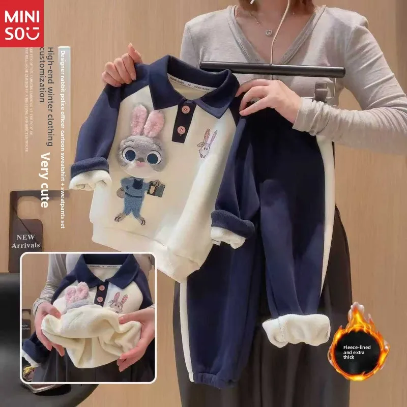 

Disney Kids 2025 Winter Fleece Set, Korean Style Cotton Tracksuit for Girls, Plush Two-Piece Outfit