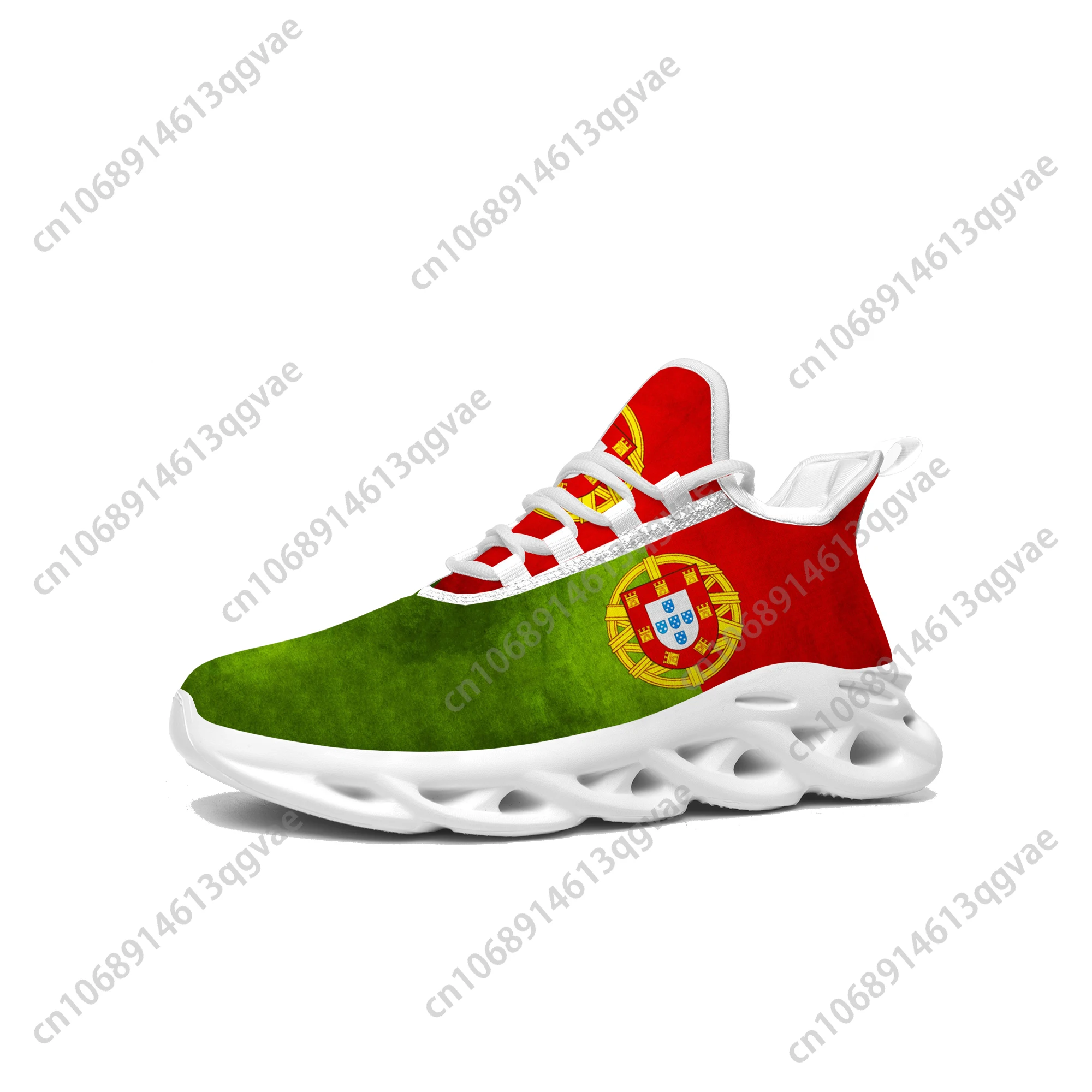 Portugal Flag Flats Sneakers Mens Womens Portugal Sports Shoes High Quality Sneaker Lace Up Mesh Footwear Tailor-made Shoe White