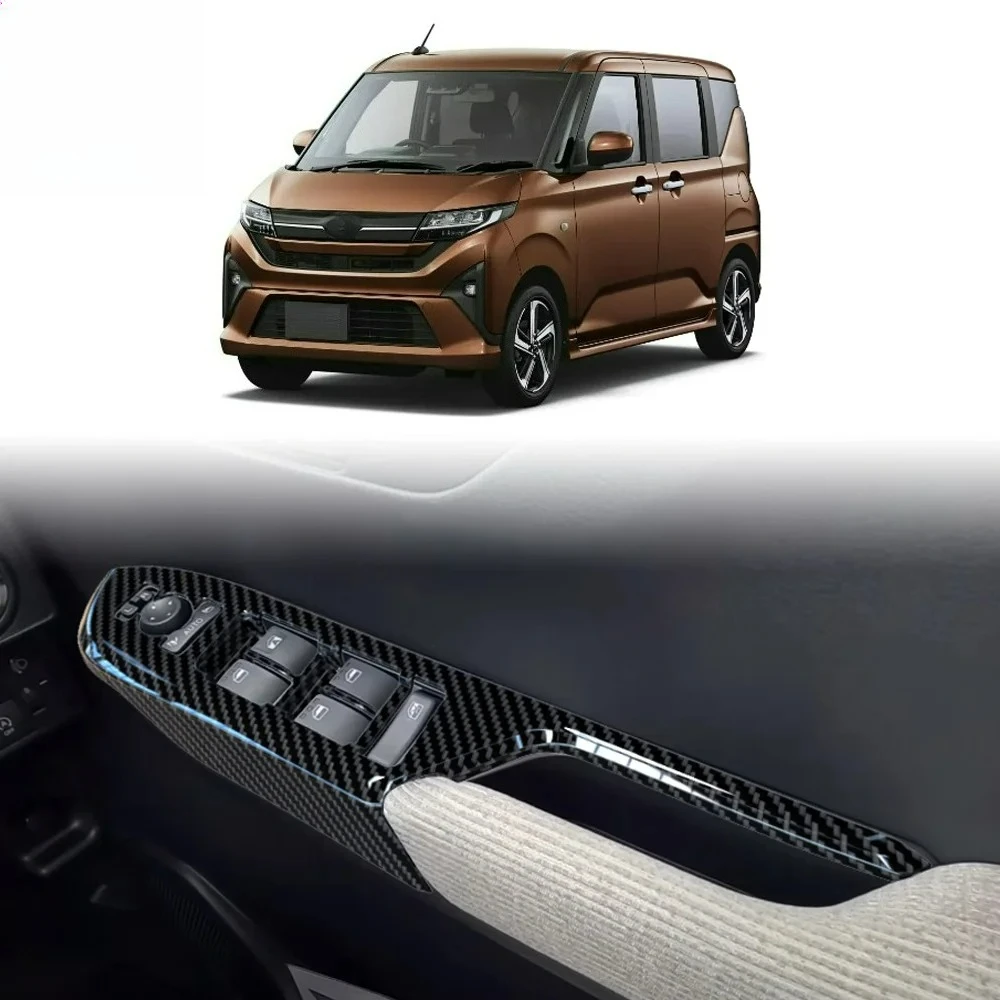 

For DAIHATSU Move 2025 2026 Car ABS CarbonFiber Window Lift Switch Panel Trim Middle Door Handle Cover Trim Accessories Stickers