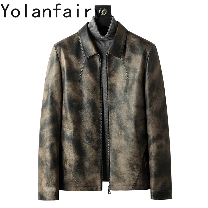 

YOLANFARIY Genuine Leather Jacket Men Spring Autumn Coats Mens Clothing Short Style Real Sheepskin Soft Skin Jaqueta Couro 2024