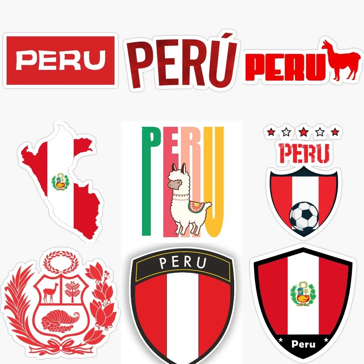 

Peru National Emblem Map Flag Alpaca Waterproof Sticker for Fridge Table Wall Motorcycle Laptop Bumper Bicycle Decal Accessories