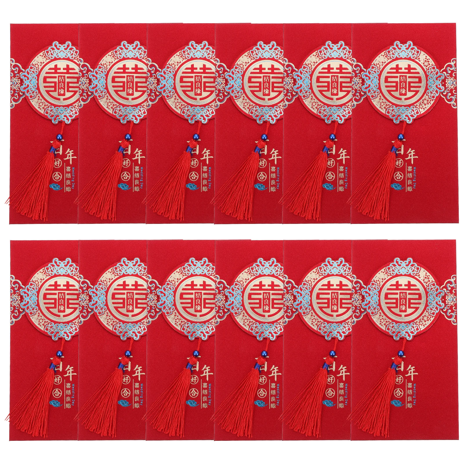 12Pcs Red Packet Wedding Supplies Money Envelope for Special Occasions Chinese Style Elegant Design Unfolded Currency Compatible
