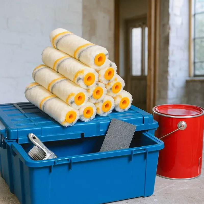 

10 шт., мини-маленькая угловая роликовая ручка, четырехдюймовая кисть с красковым покрытием, съемная головка кисти для пальцев для настенной живописи