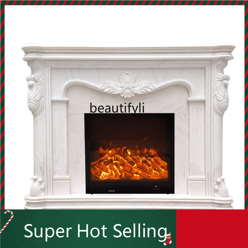 

D071 Marble Fireplace Fangshan White Marble Material Fireplace Mantel Indoor Heating Fireplace Curio Cabinet
