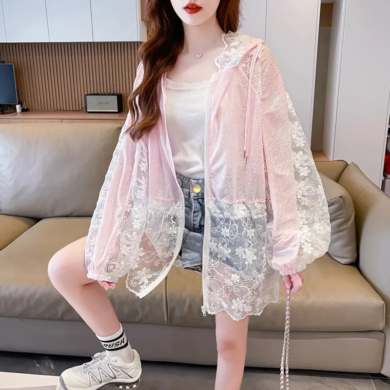 Lace Openwork Fashion Sunscreen Women's Summer Plus Size Loose Design Light And Breathable Sun-Protective Clothing Coat