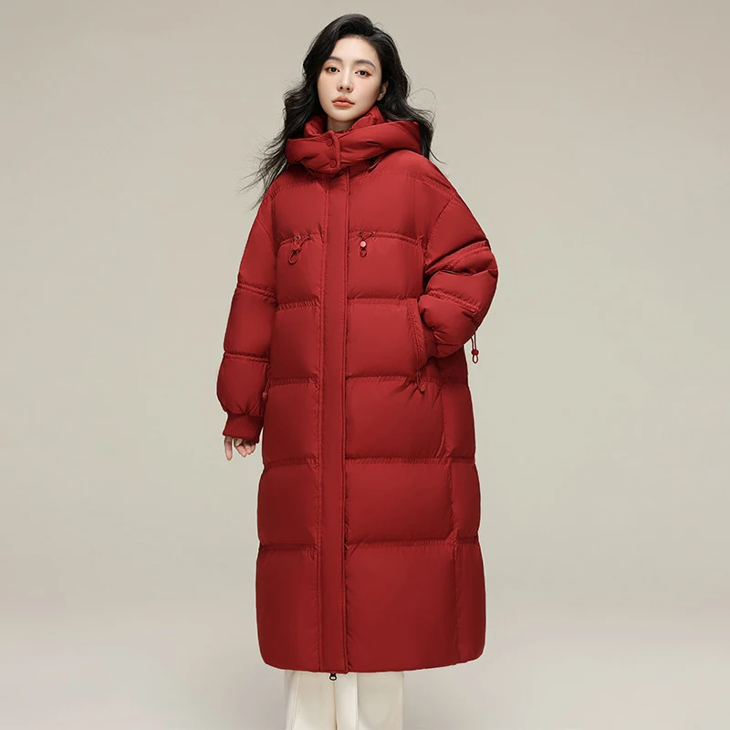 Moda parker casaco de pato branco para baixo feminino com capuz quente jaqueta 2025 inverno nova alta qualidade jaqueta feminina h766