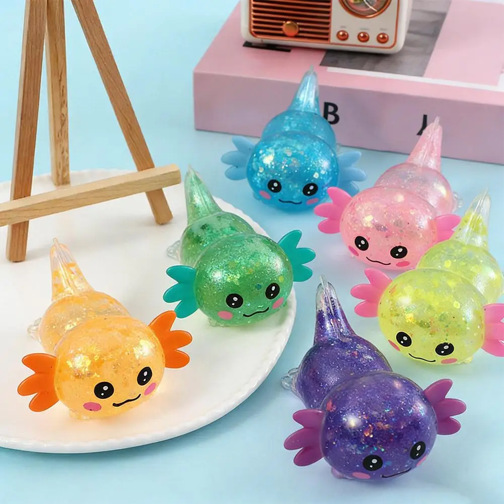 Colorful Axolotl Maltose Squish Toy Stretchy Soft Squeeze Fidget Anti-Anxiety Birthday Party Gift For Kids & Adults