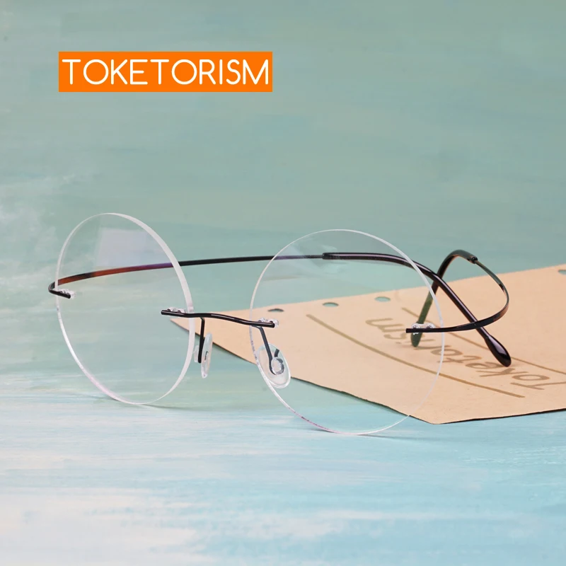 

Toketorism Quality Titanium Alloy Elasticity Round Glasses Ultra Light Women Men's Eyeglasses 268