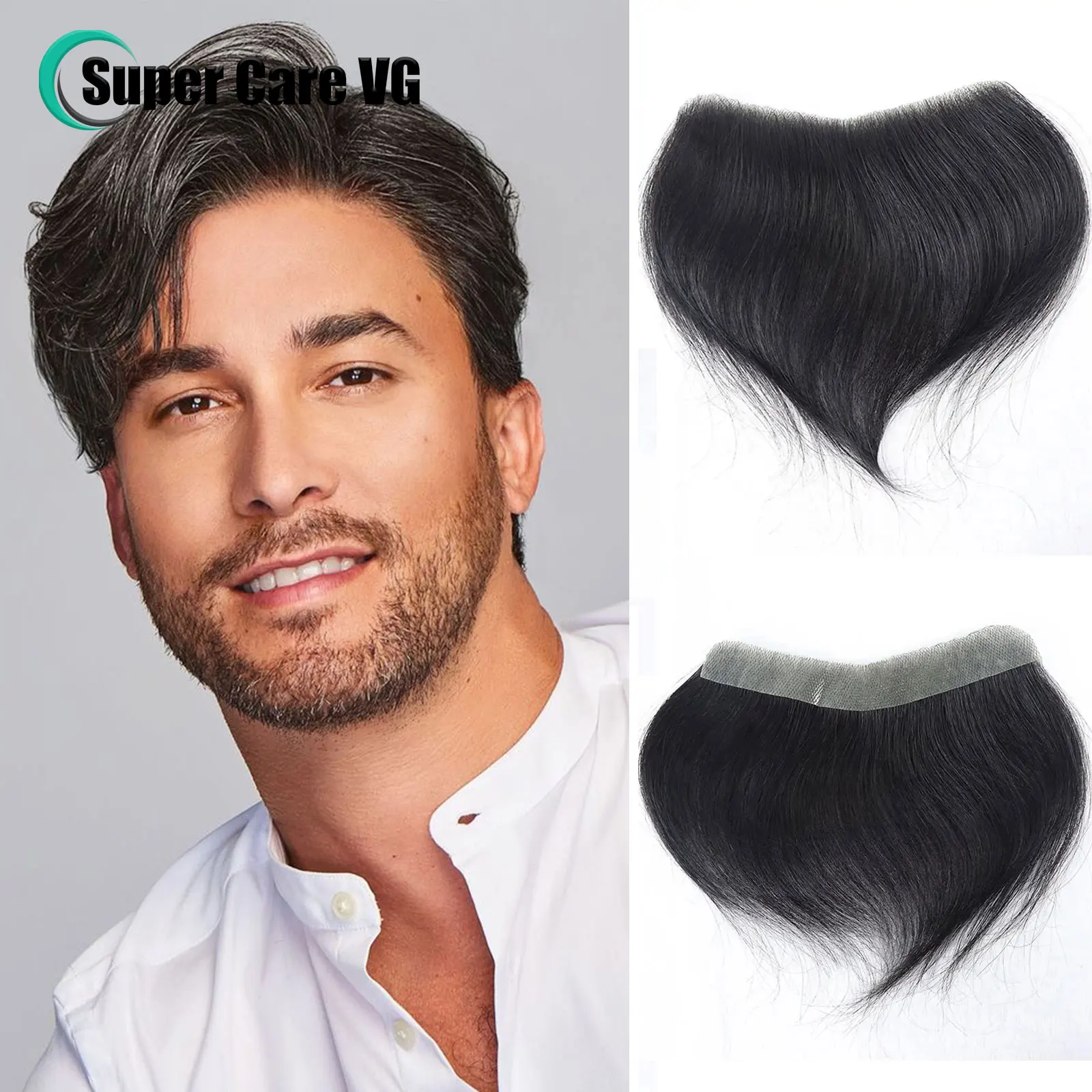 0.06mm Full PU Human Hair Toupee Men Forehead Hairpiece Patch Invisible Seamless Ultra Thin Skin PU Men's Capillary Prosthesis