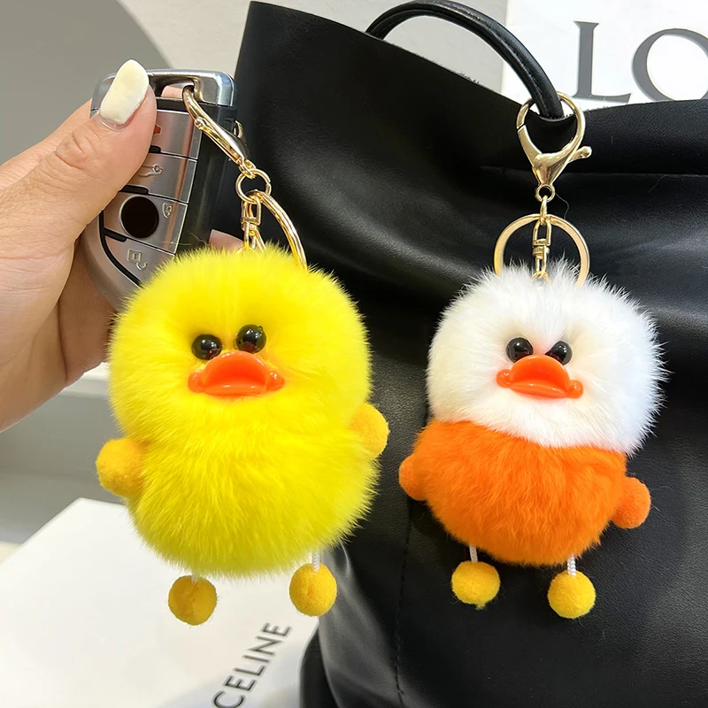 Plush Duckling Keychains Cute Cartoon Doll Keyring Soft Duck Key Chain Pendant For Women Girls Bag Car Trinket Gifts