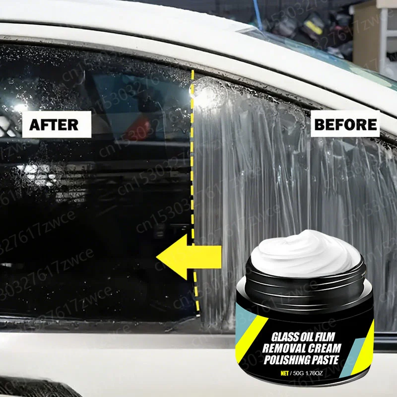 Car Glass Polishing Paste Windshield Oil Film & Oxidation Removal Long-Lasting Hydrophobic Water Repellent Anti Rain Polish Kit