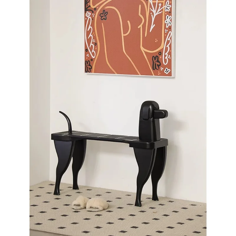 Medieval solid wood dog head stool