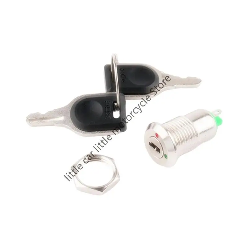 

R9CC Professional Keyed Power Control Switches 12mm Mounting 2 Pin Connection for Motors Equipment Gokarts Motorcycle Vehicle