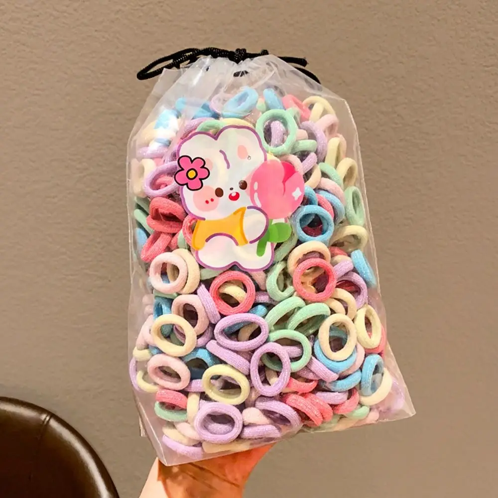 

100pcs Brown Black Children's Headband Set Cute MIni Finger Hair Tie High Elastic Hairband No Harm Korean Hair Ring Kid Headwear