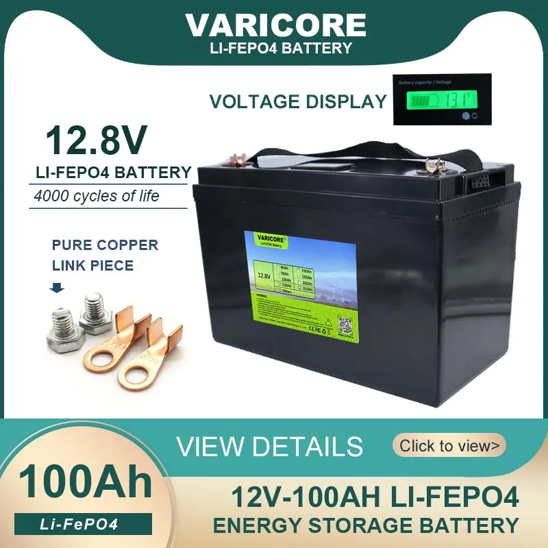 Imagem -04 - Bateria 12v 100ah 12.8v 4s Baterias de Energia 4000 Ciclos Campistas rv Carrinho de Golfe Off-road Off-grid Solar Vento Varicore-lifepo4