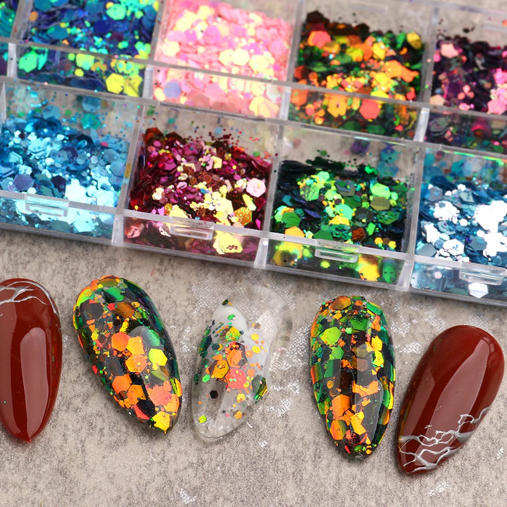 Sequin Nail Art Glitter Shimmer Powder Pigment Durable Manicure Decoration DIY Nail for Parties Salons Health