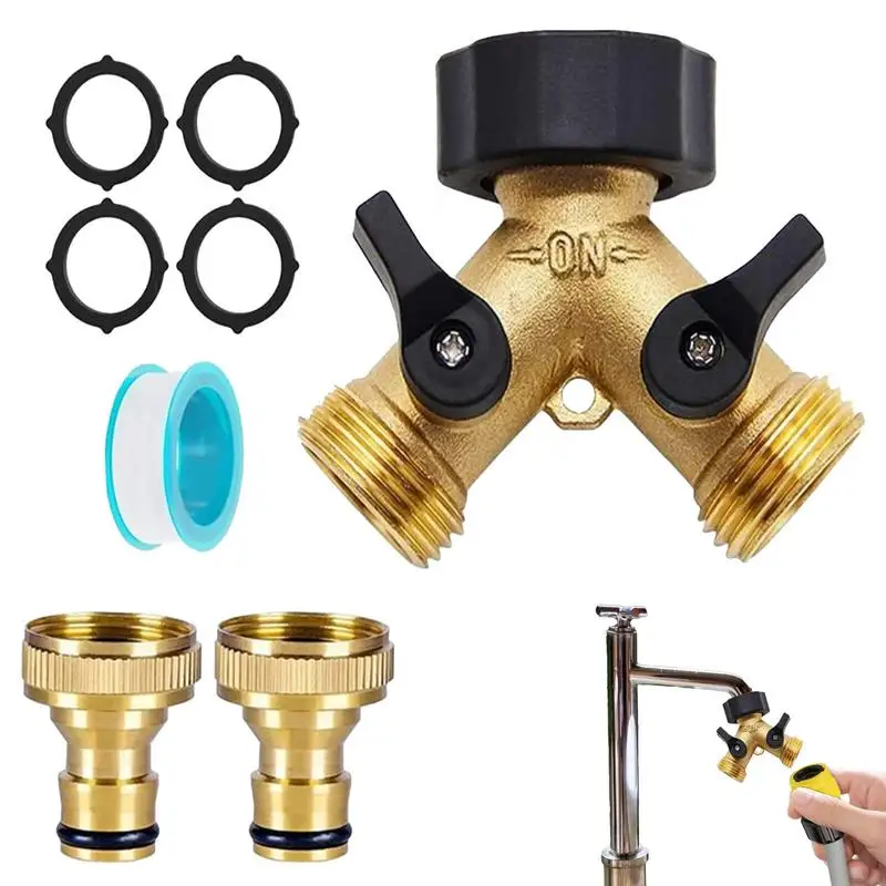 

2 Way Garden Hose Splitter Heavy Duty Garden Hose Splitter Watering Connector Distributor For Outdoor Faucet Spigot Adapter